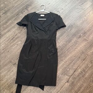Karen Millen Black Short-Sleeve Wrap Midi Dress